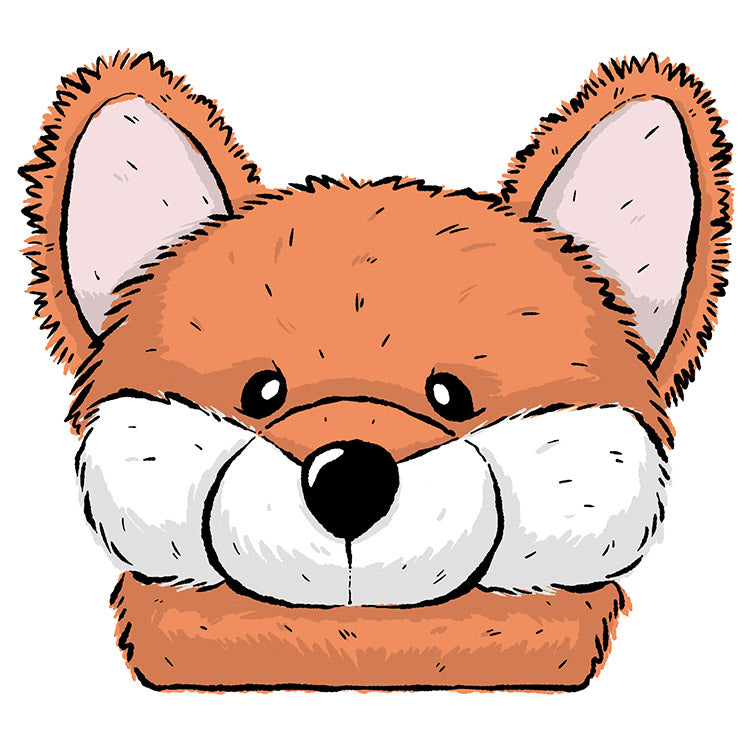Drawing of the front of one Fuzzy Fox Slipper.