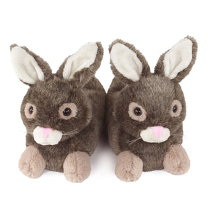 Everberry Brown Bunny Rabbit Slippers Front View of Pair