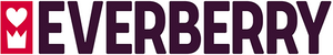Everberry logo featuring purple text and a magenta rectangle with a white and pink heart inside