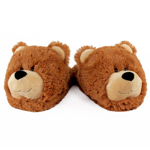 Everberry Fuzzy Bear Slippers Front View of Pair