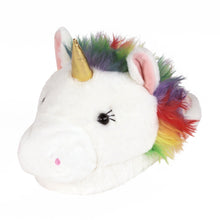Load image into Gallery viewer, Fuzzy Unicorn Slippers 3/4 View