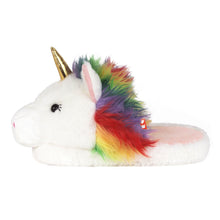 Load image into Gallery viewer, Fuzzy Unicorn Slippers Side View
