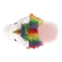 Load image into Gallery viewer, Fuzzy Unicorn Slippers Top View