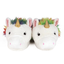 Load image into Gallery viewer, Fuzzy Unicorn Slippers View of Pair