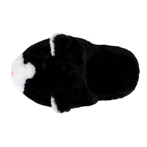 Everberry Black and White Kitty Slippers Top View