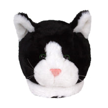 Load image into Gallery viewer, Everberry Black and White Kitty Slippers Front View