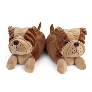 Everberry Bulldog Slippers Front View of Pair