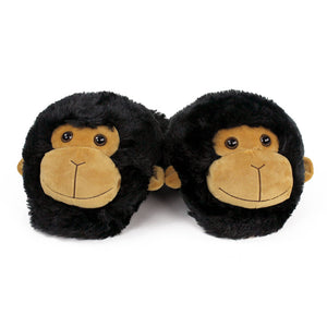 Everberry Fuzzy Monkey Slippers Front View of Pair