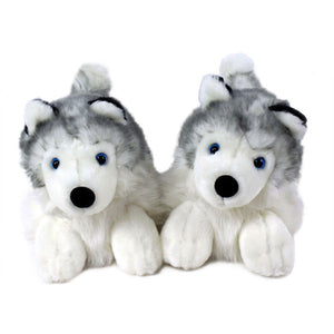 Everberry Husky Dog Slippers Front View of Pair